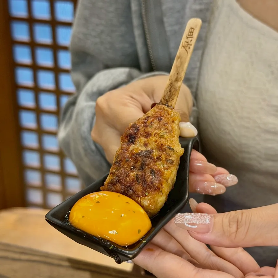 原佃燒烤月見雞肉棒沾生蛋黃