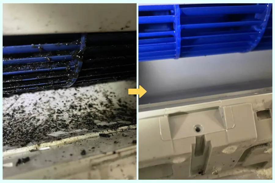 高雄冷氣清潔推薦│涼拾冷氣清潔│冷氣深層清洗前後對比│效能提