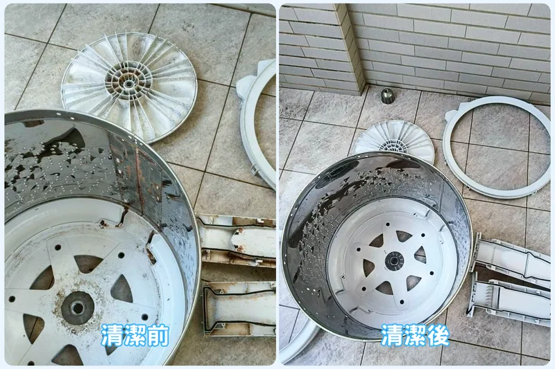 洗衣機要多久清一次？台南屋主找倍亮清潔拆洗內桶才發現：外表乾淨裡面藏滿污垢